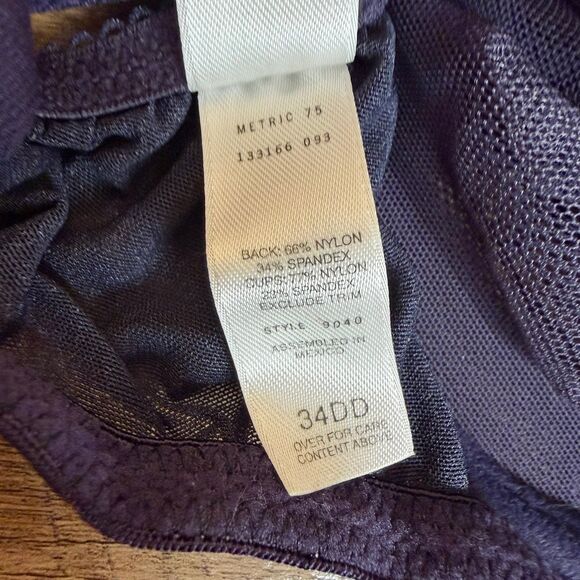 34DD Victoria’s Secret PURPLE Lace Underwire Bra SEXY Sheer front clasp - Picture 4 of 6